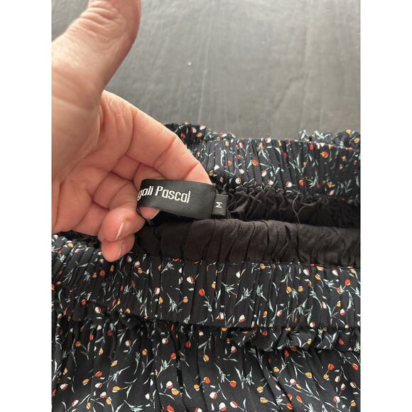 Magali Pascal womens Tiered Mini Skirt Elastic Waist Navy Floral Print M Ruffled - Picture 5 of 10